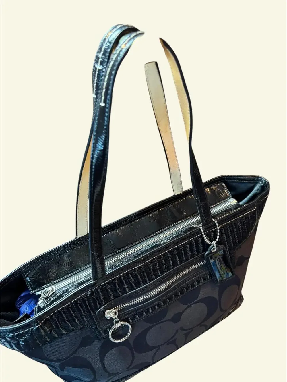 Coach Poppy Signature Glam Tote Patent Quilted Y2K